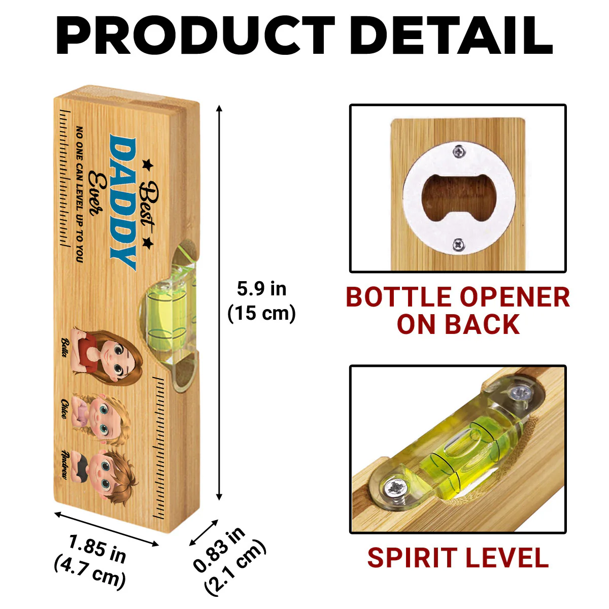 No One Measures Up To You Photo - Personalized Custom Wooden Spirit Level Bottle Opener - Image 3