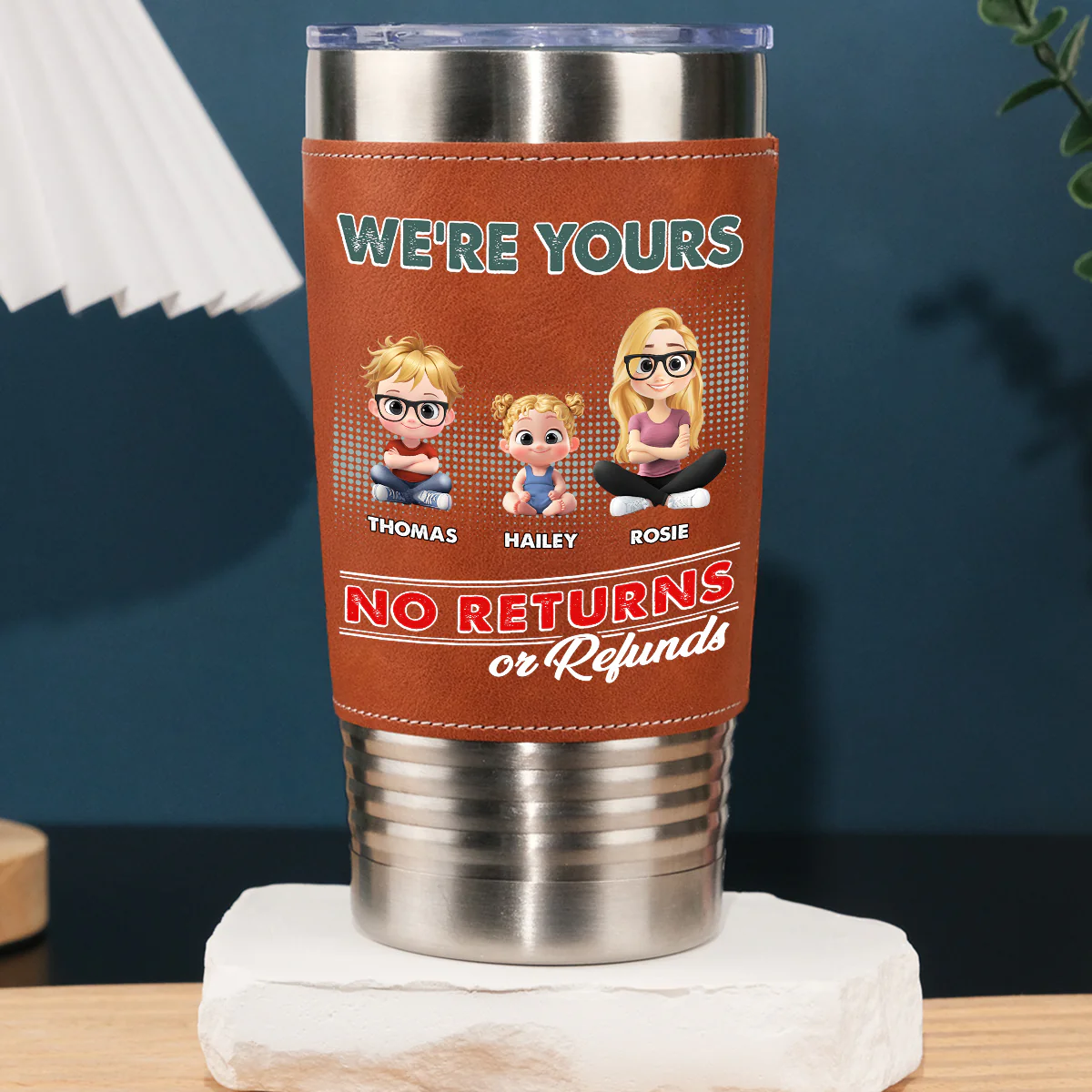 No Refund - Personalized Custom Leather Tumbler