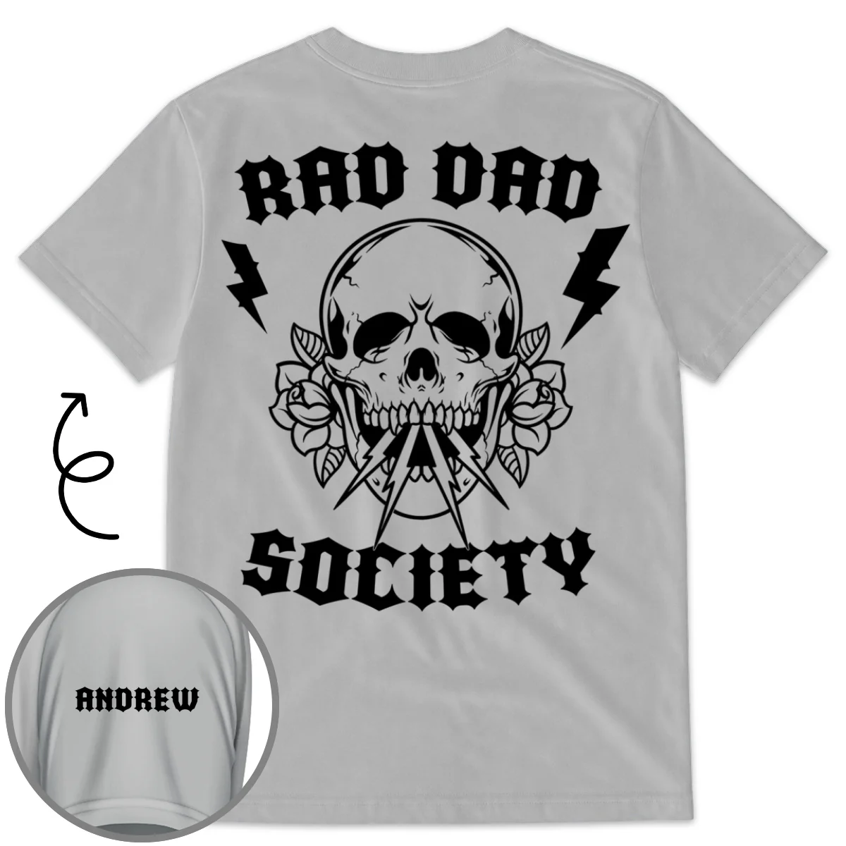 No Society Remains Without A Rad Dad - Personalized Custom Shirt With Design On Sleeve - Image 8