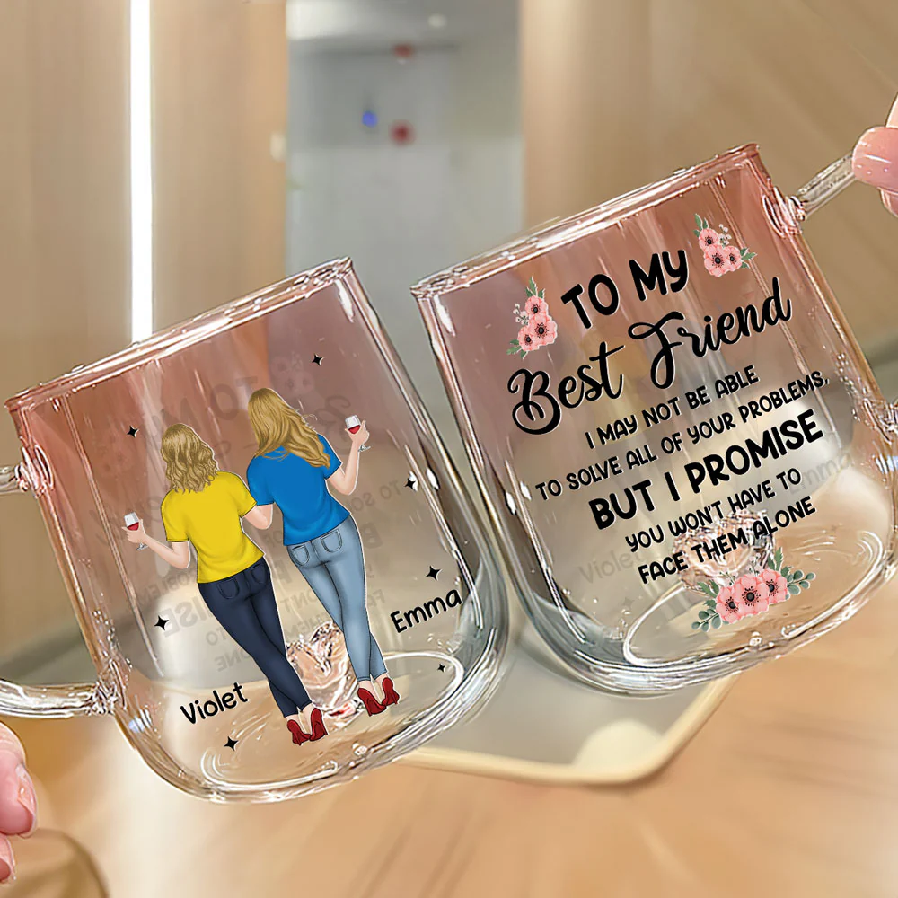 No Storm Alone - Personalized Custom Pink Gradient Glass Mug - Image 2