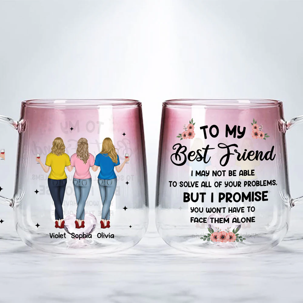 No Storm Alone - Personalized Custom Pink Gradient Glass Mug - Image 3