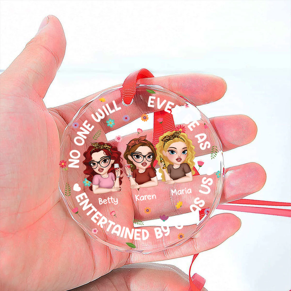 Nobody Amuses Us Like Us - Personalized Custom Glass Ornament - Image 2