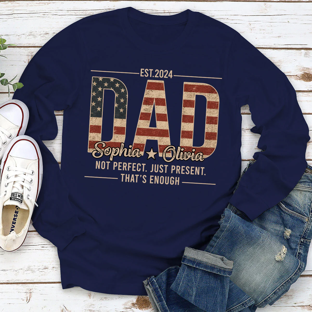 Not Perfect Just Dad - Personalized Custom Shirt - Image 4