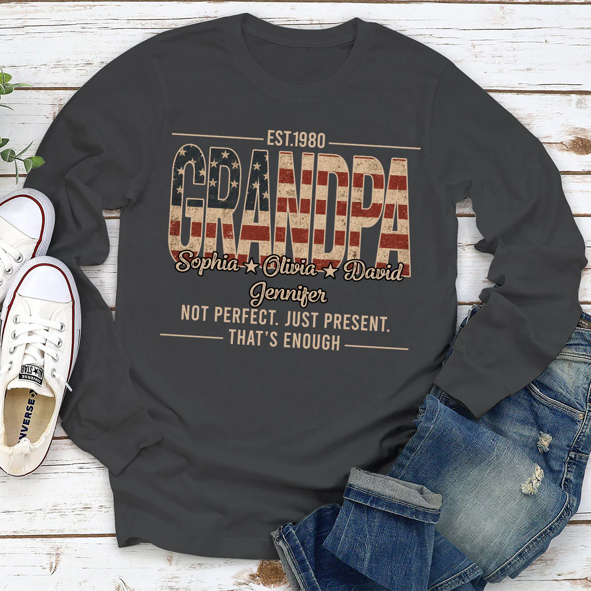 Not Perfect Just Dad - Personalized Custom Shirt - Image 5