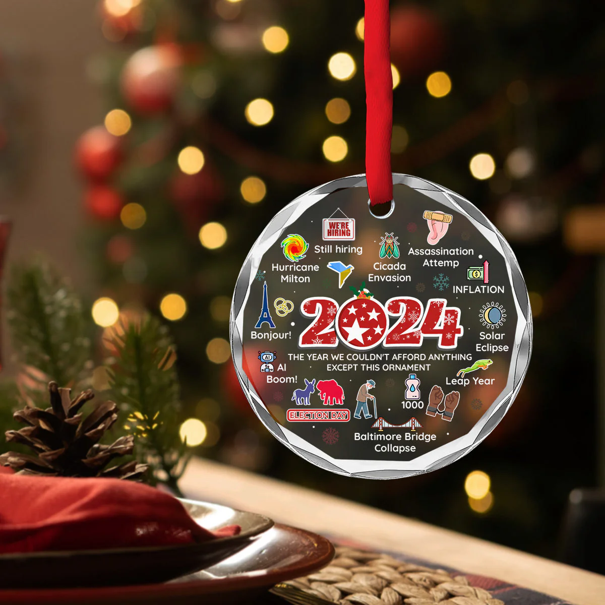 Notable Events 2024 Christmas - Glass Ornament - Image 4