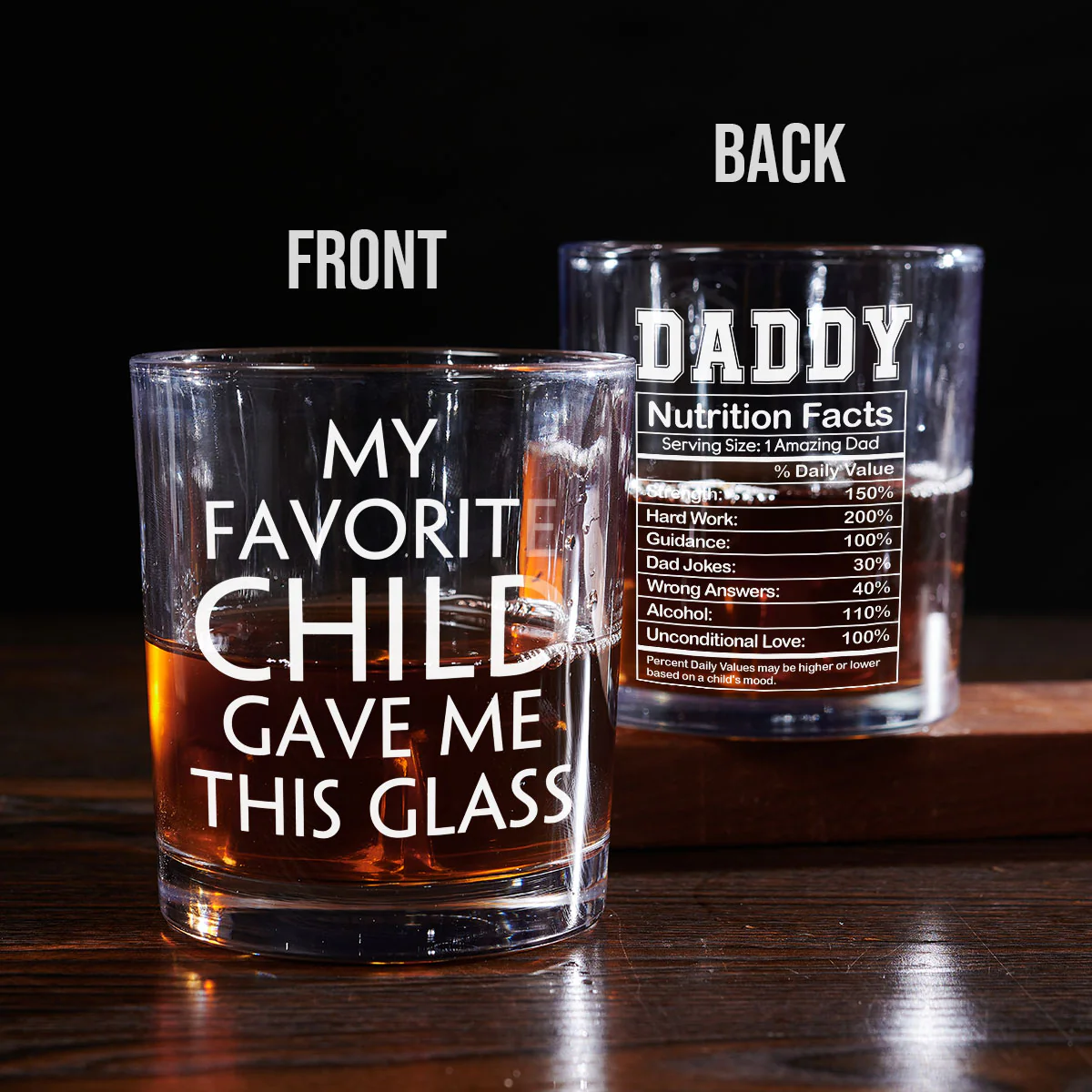 Nutrition Facts Of Dad - Personalized Custom Whiskey Glass - Image 4