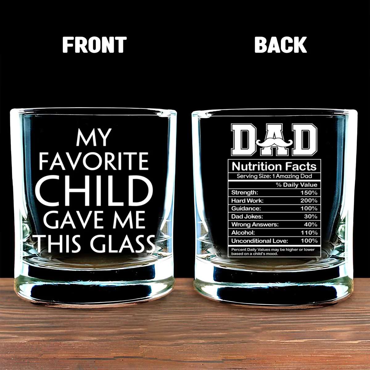Nutrition Facts Of Dad - Personalized Custom Whiskey Glass - Image 5