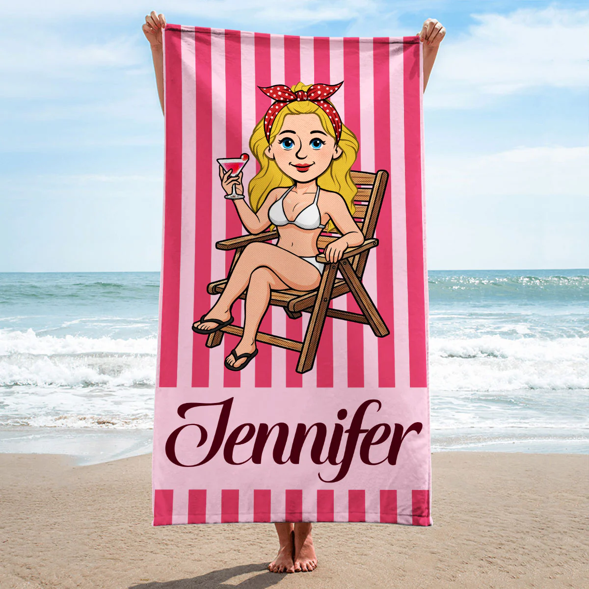 Ocean Breeze Calm Mind - Personalized Custom Beach Towel