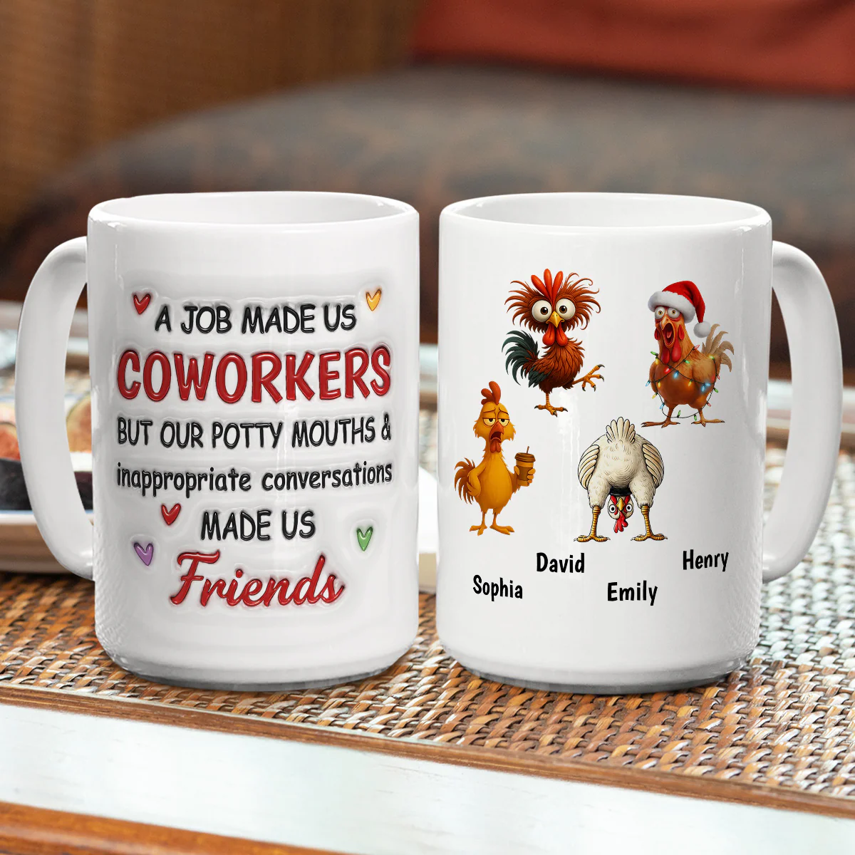 Office Laughter Makes Us Friends - Personalized Custom 3D Inflated Effect Mug - Image 3