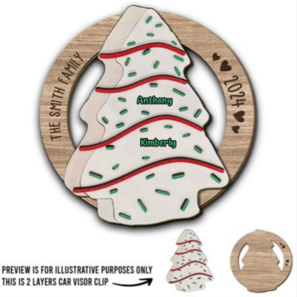 Oh Family Tree Cake - Personalized Custom Car Visor Clip - Image 5