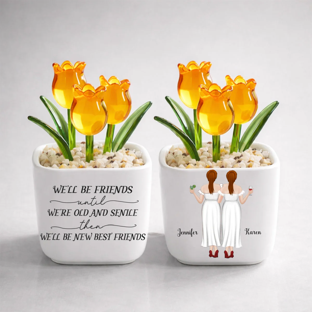 Old And Senile Besties - Personalized Custom Glass Everlasting Tulips - Image 10