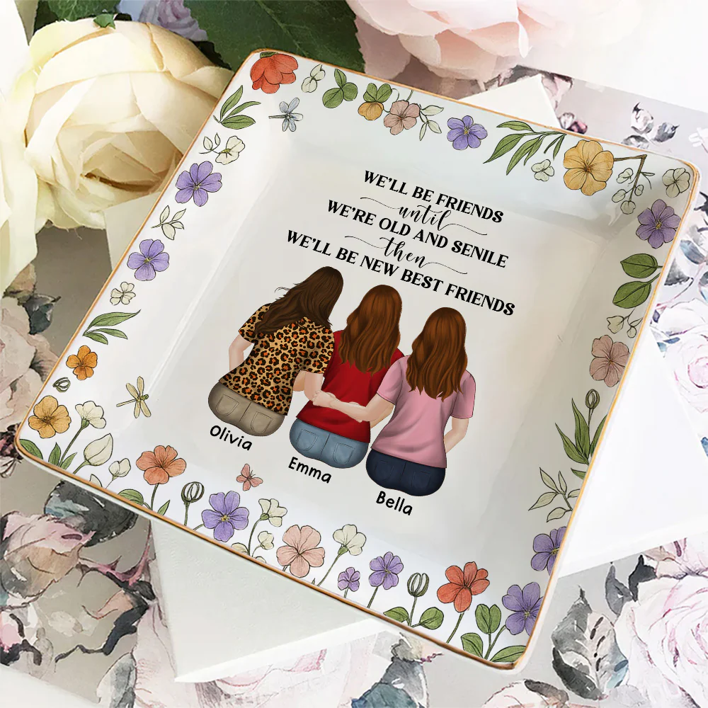Old And Senile Still Besties - Personalized Custom Jewelry Dish - Image 3