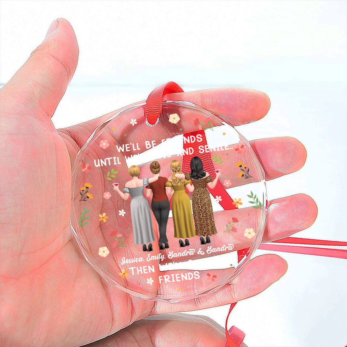 Old But Still Fabulous Friends - Personalized Custom Glass Ornament - Image 4