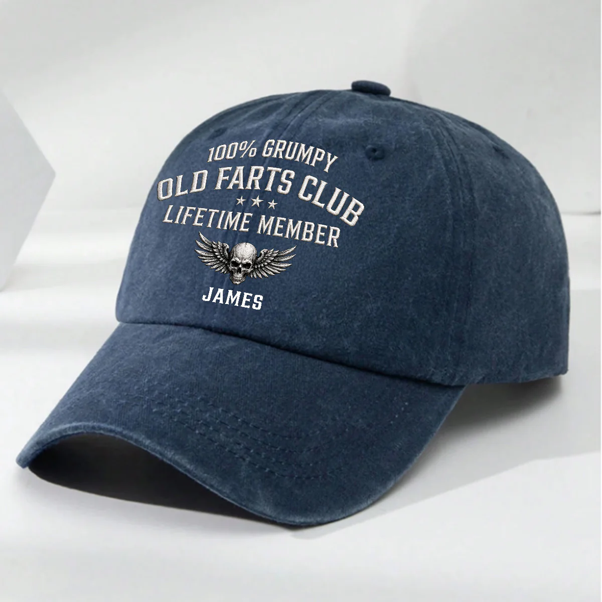 Old Farts Club Member - Personalized Custom Vintage Washed Denim Cap - Image 6