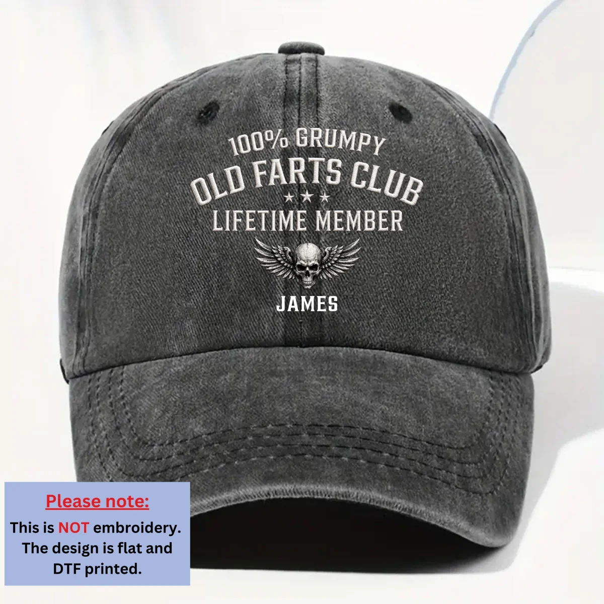 Old Farts Club Member - Personalized Custom Vintage Washed Denim Cap - Image 8