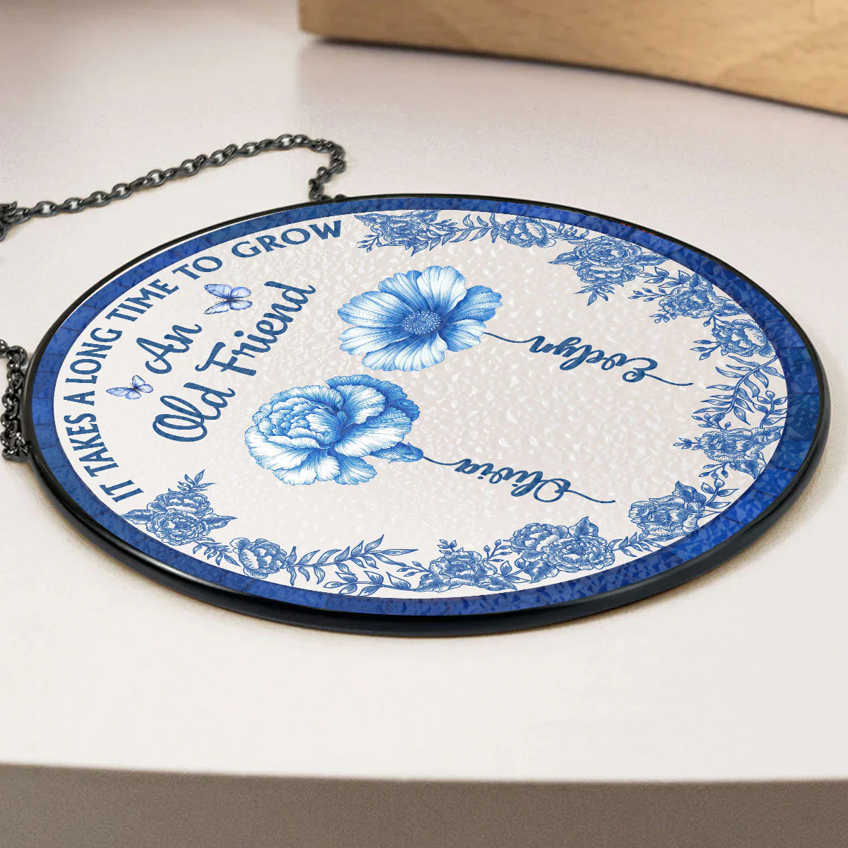 Old Friend Bloom - Personalized Custom Window Hanging Suncatcher - Image 3