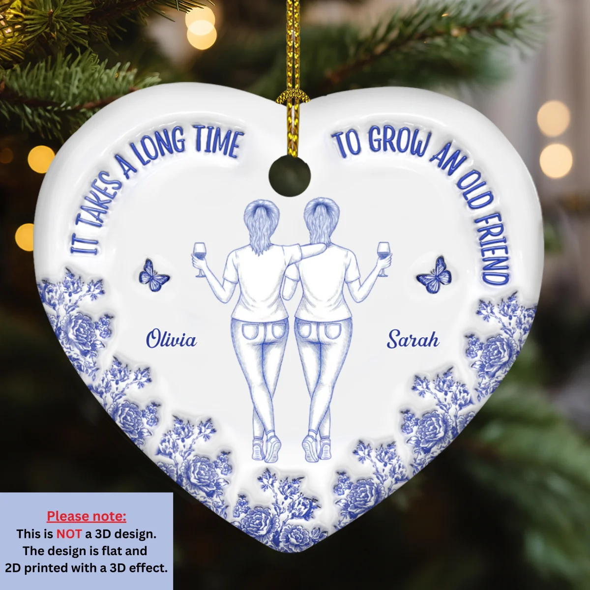 Old Friends Grow Together - Personalized Custom 3D Inflated Effect Ceramic Ornament - Image 6