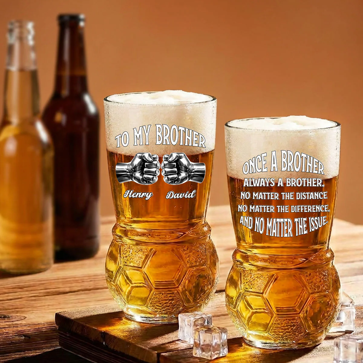 Once A Brother And Always A Brother - Personalized Custom Football Beer Glass