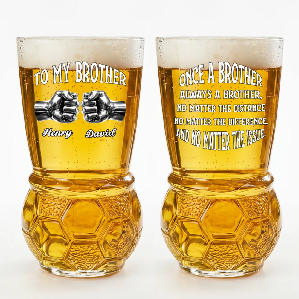 Once A Brother And Always A Brother - Personalized Custom Football Beer Glass - Image 7