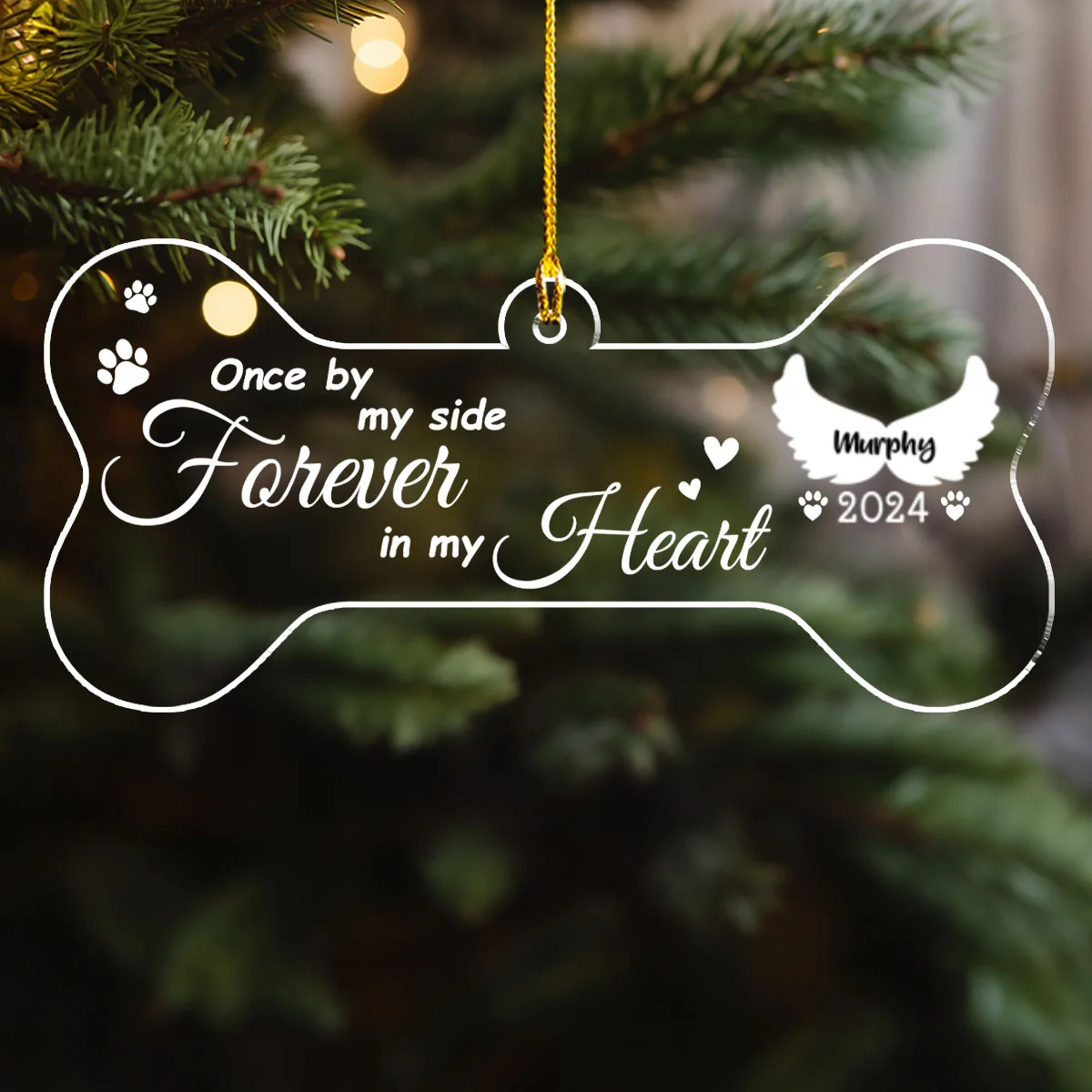 Once By My Side Forever In My Heart - Personalized Custom Acrylic Ornament - Image 4