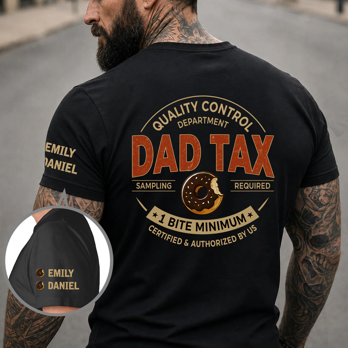 One Bite Minimum - Personalized Custom Shirt With Design On Sleeve - Image 2