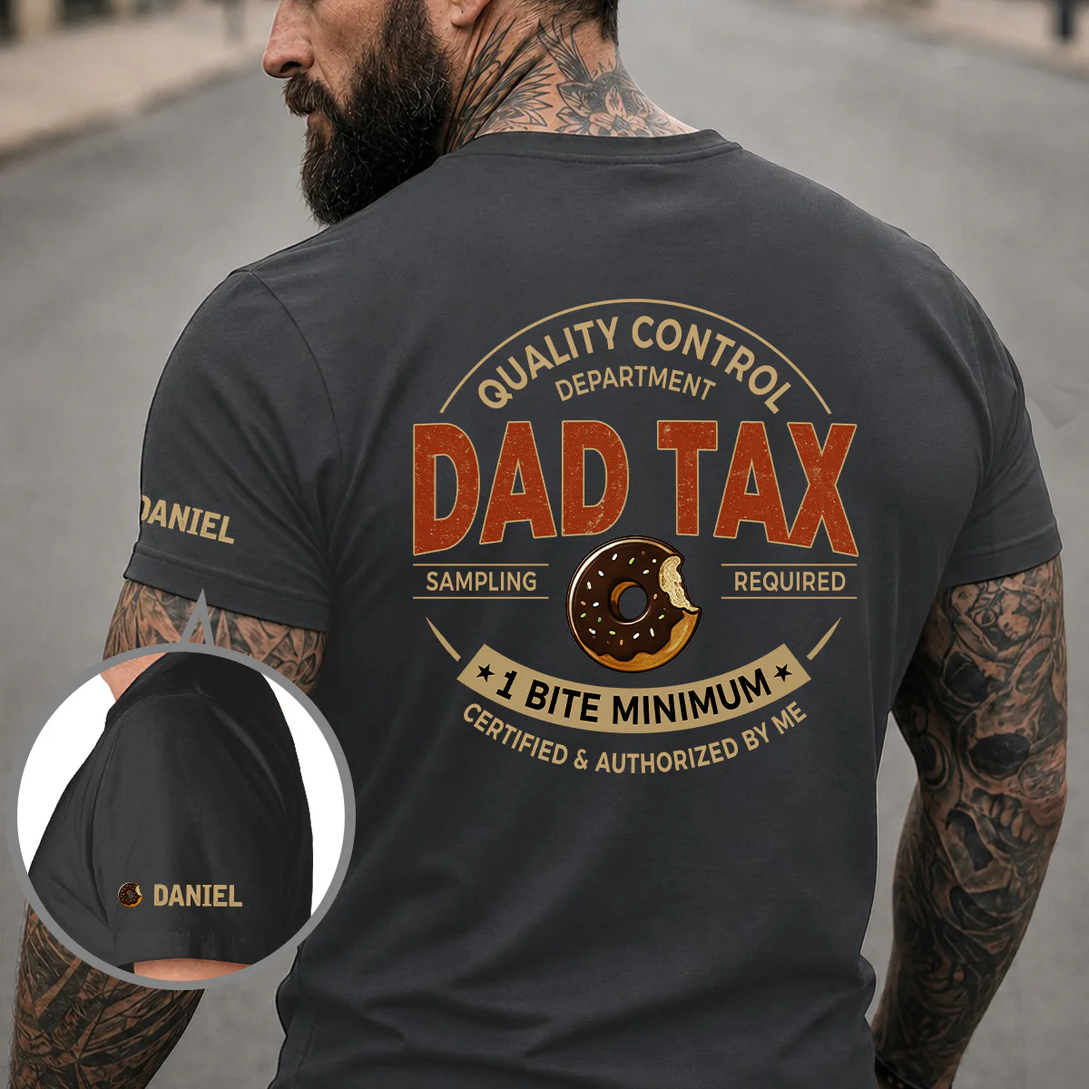 One Bite Minimum - Personalized Custom Shirt With Design On Sleeve - Image 5