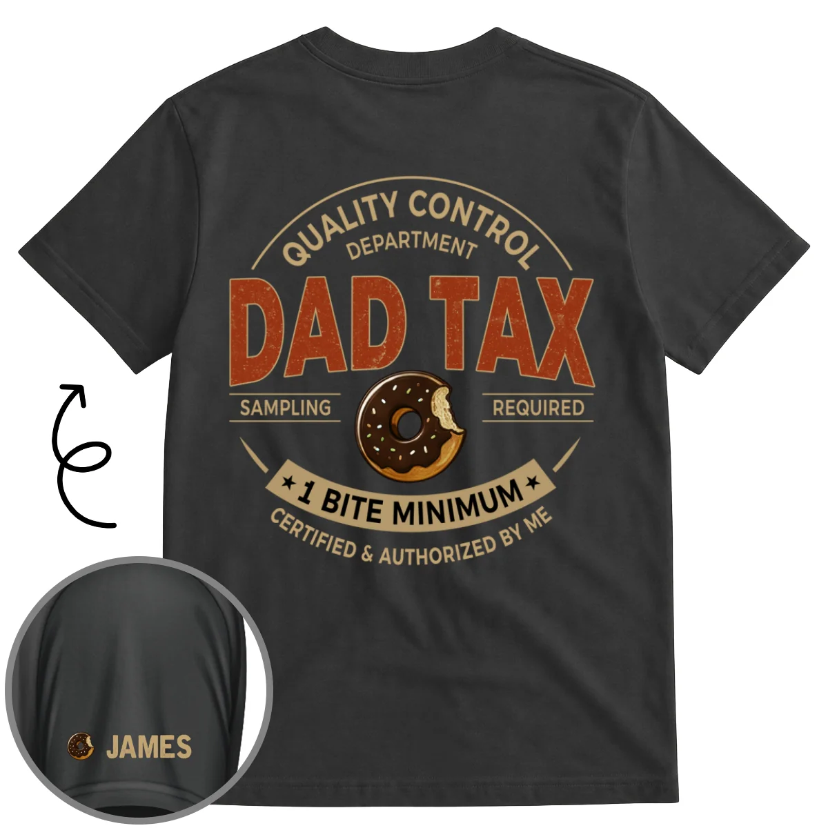 One Bite Minimum - Personalized Custom Shirt With Design On Sleeve - Image 9