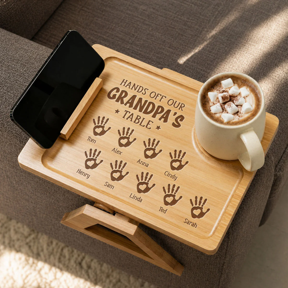Only For The Great One - Personalized Custom Engraved Wooden Couch Arm Table
