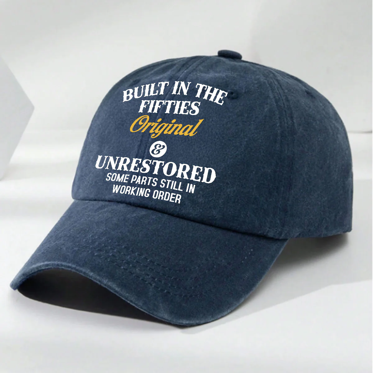Original And Unrestored - Personalized Custom Vintage Washed Denim Cap - Image 2