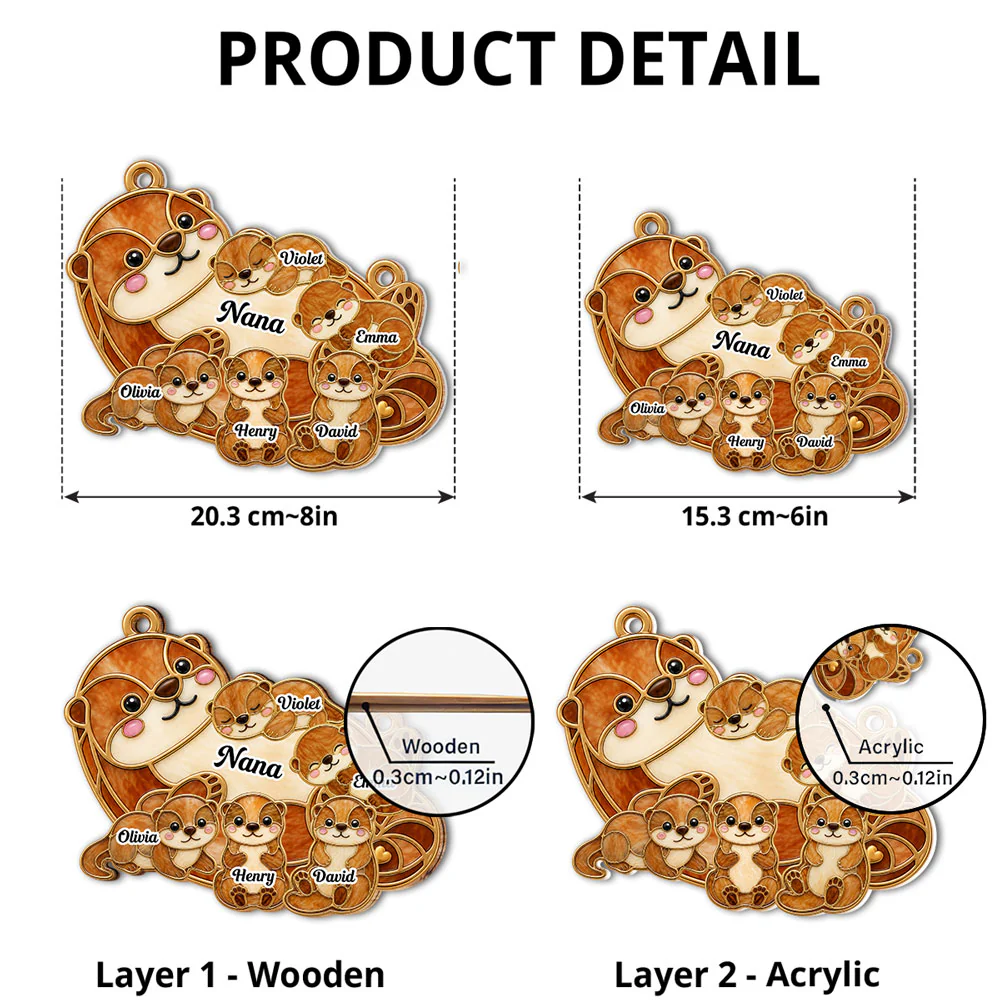Otter Love - Personalized Custom 3D Effect Suncatcher - Image 4