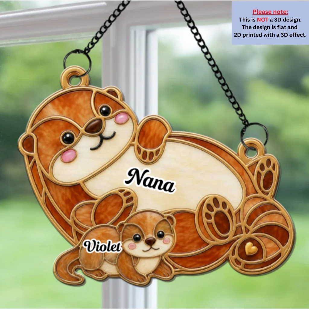 Otter Love - Personalized Custom 3D Effect Suncatcher - Image 5