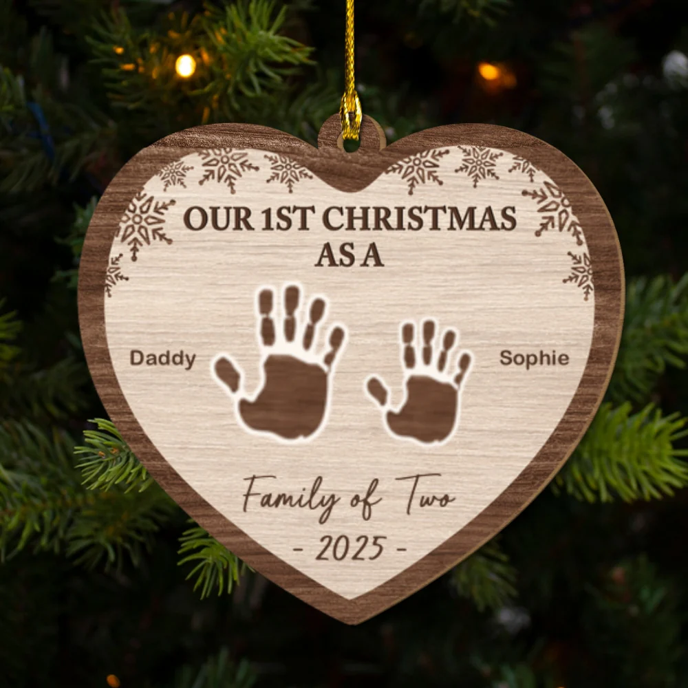 Our 1st Christmas Family - Personalized Custom Freeshape 2-Layered Wood Ornament - Image 6