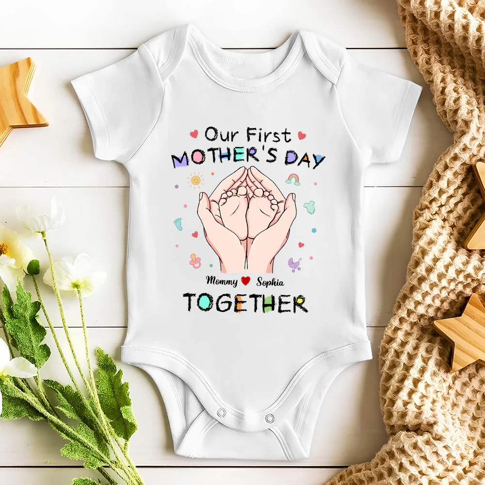 Our 1st Mothers Day - Personalized Custom T-shirt And Onesie - Image 8