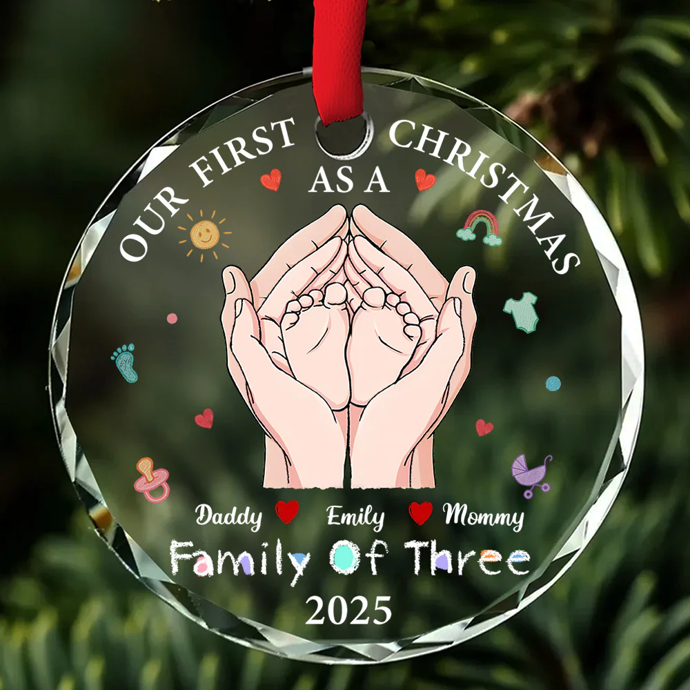 Our 1st Xmas Together - Personalized Custom Glass Ornament