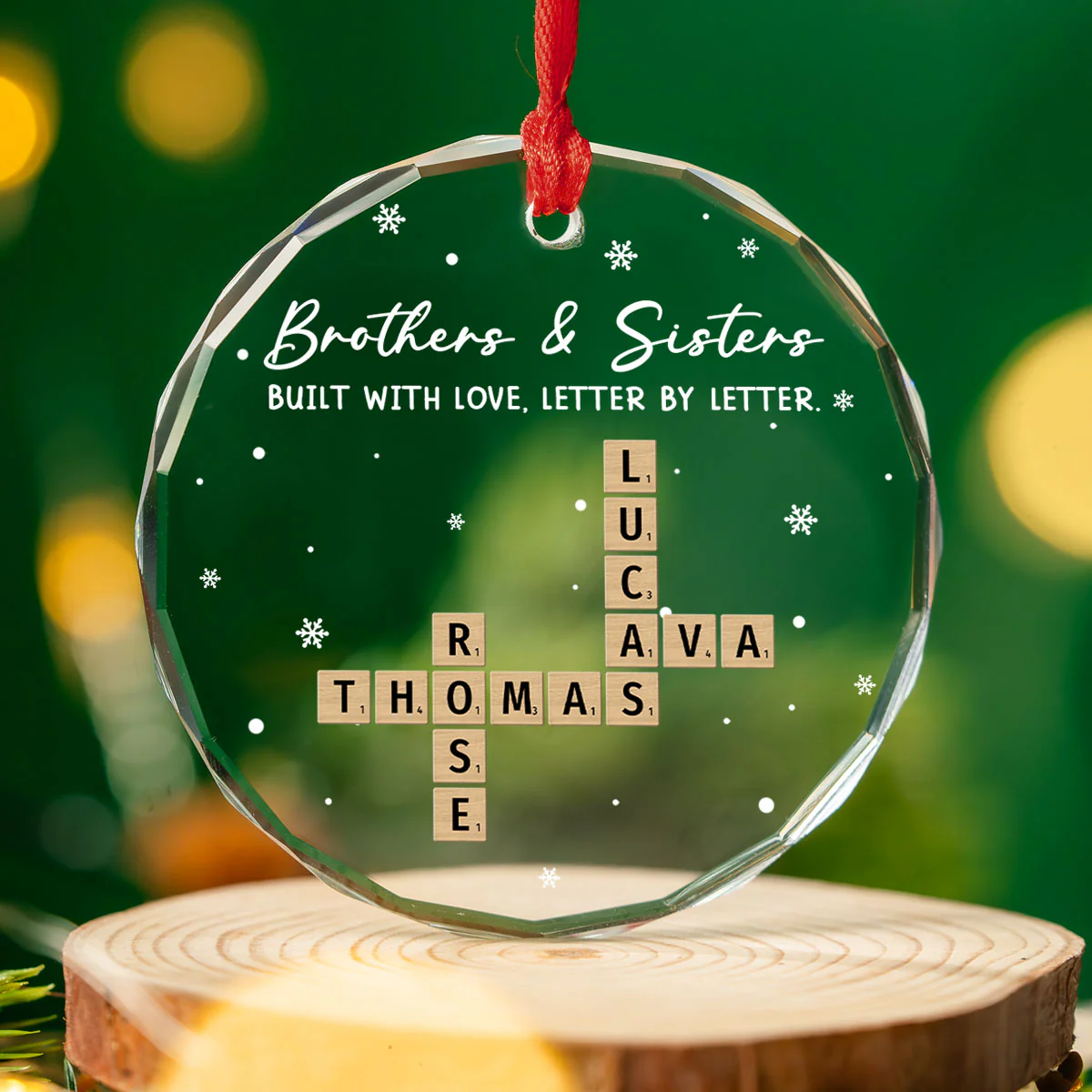 Our Bond Grows Letter By Letter - Personalized Custom Glass Ornament - Image 2