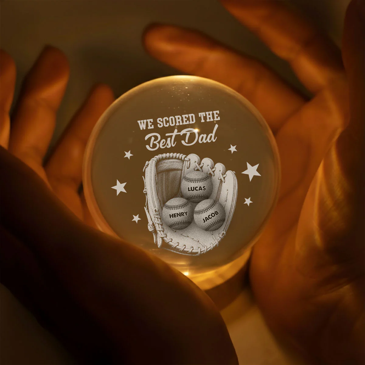 Our Daddy - Personalized Custom Crystal Globe Lamp - Image 4