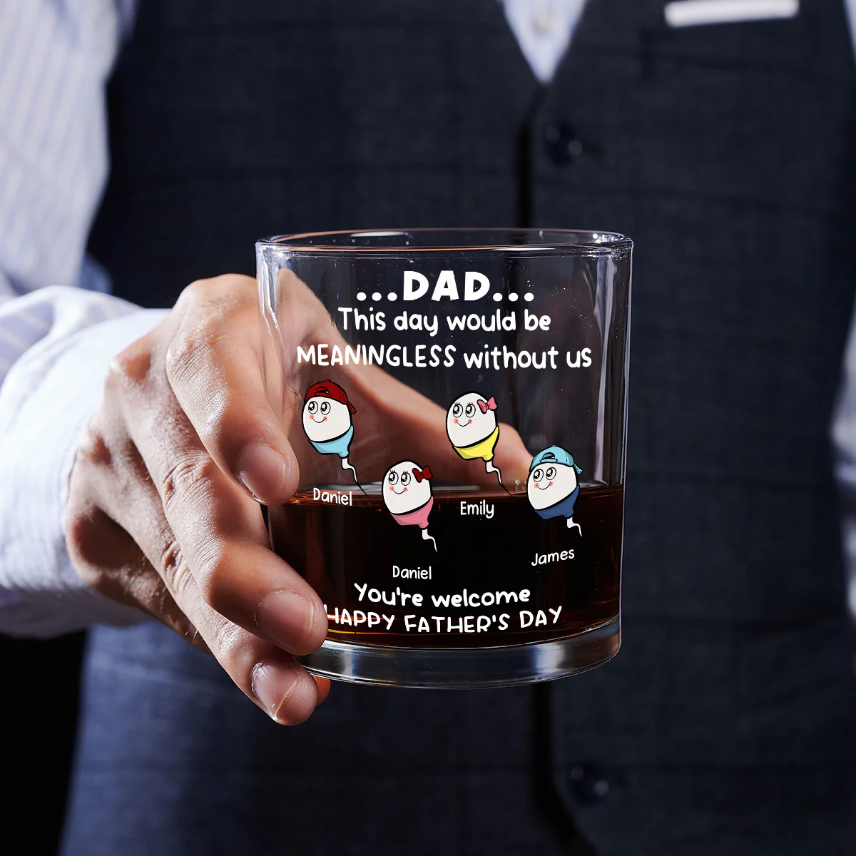 Our Existence Made You Dad - Personalized Custom Whiskey Glass - Image 4
