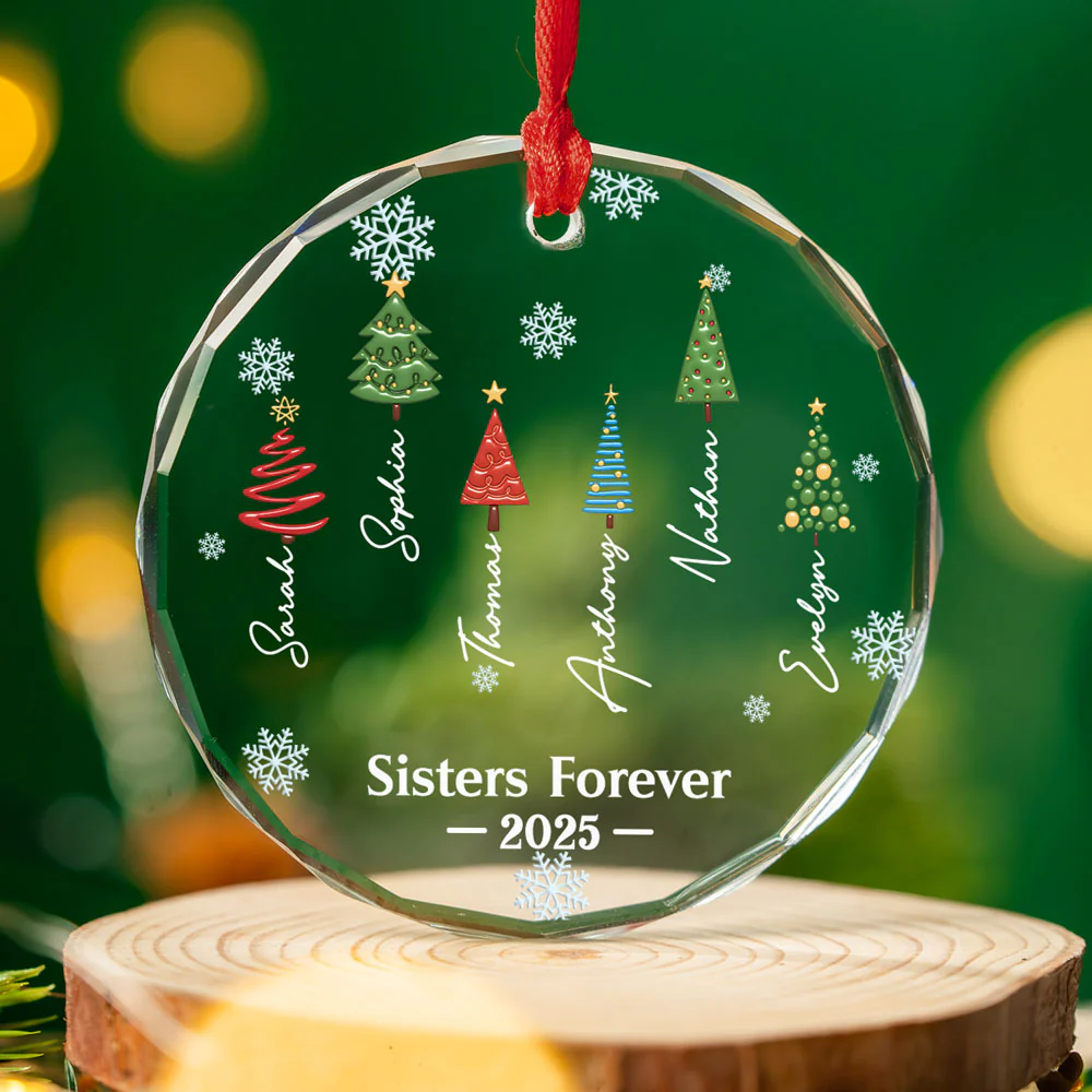 Our Family Love Is Forever - Personalized Custom Glass Ornament - Image 4
