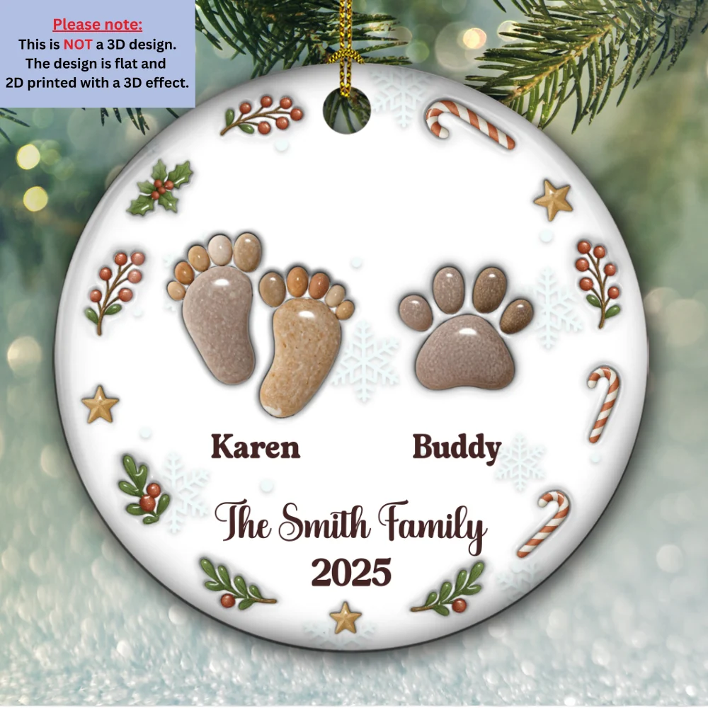 Our Family Rocks - Personalized Custom 3D Effect Ceramic Ornament - Image 5