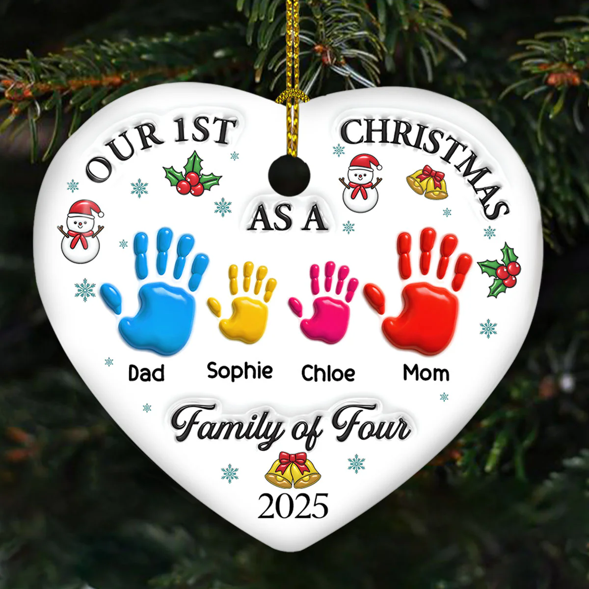 Our First Christmas 2 - Personalized Custom 3D Inflated Effect Ceramic Ornament - Image 4
