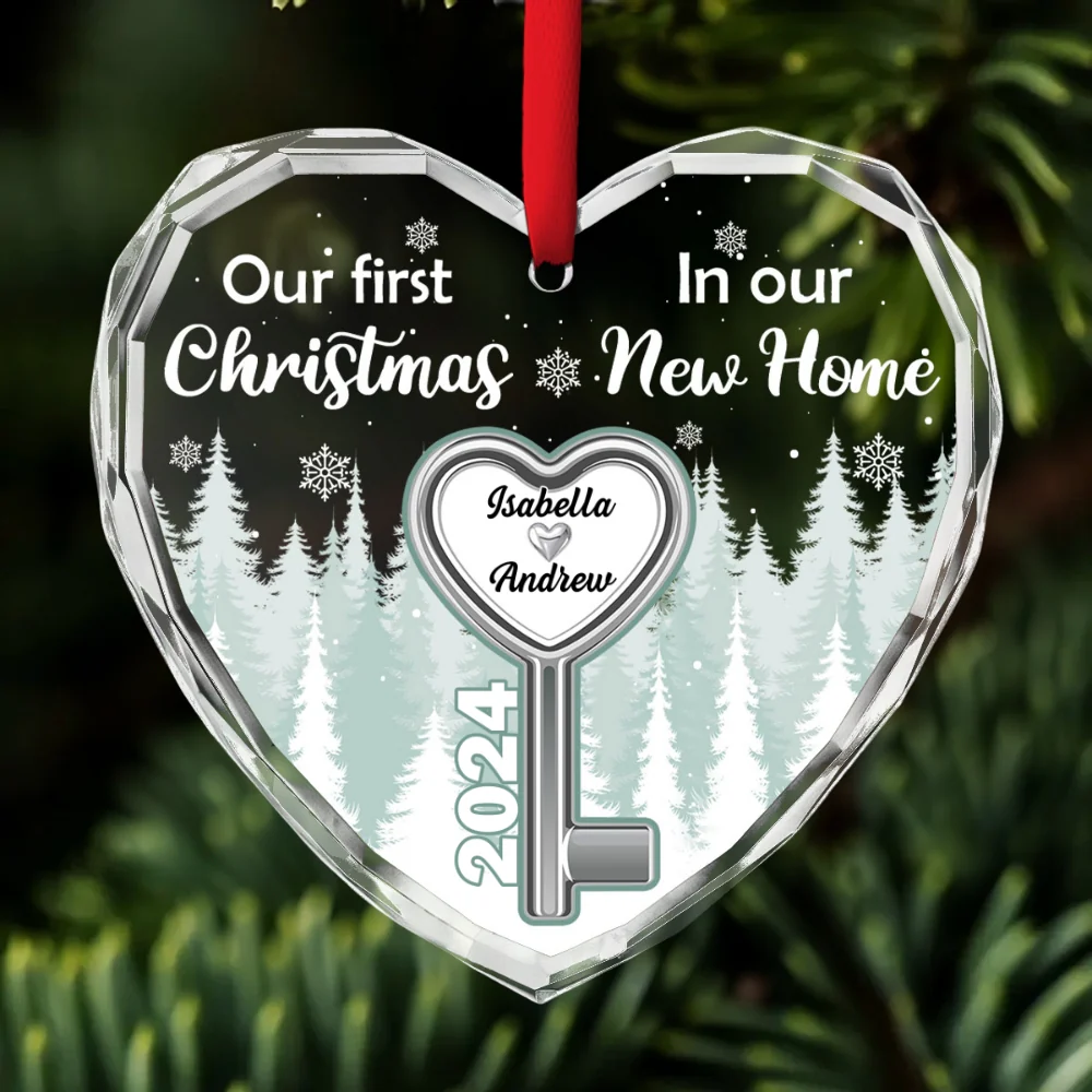 Our First Christmas In Our New Home - Personalized Custom Glass Ornament - Image 5
