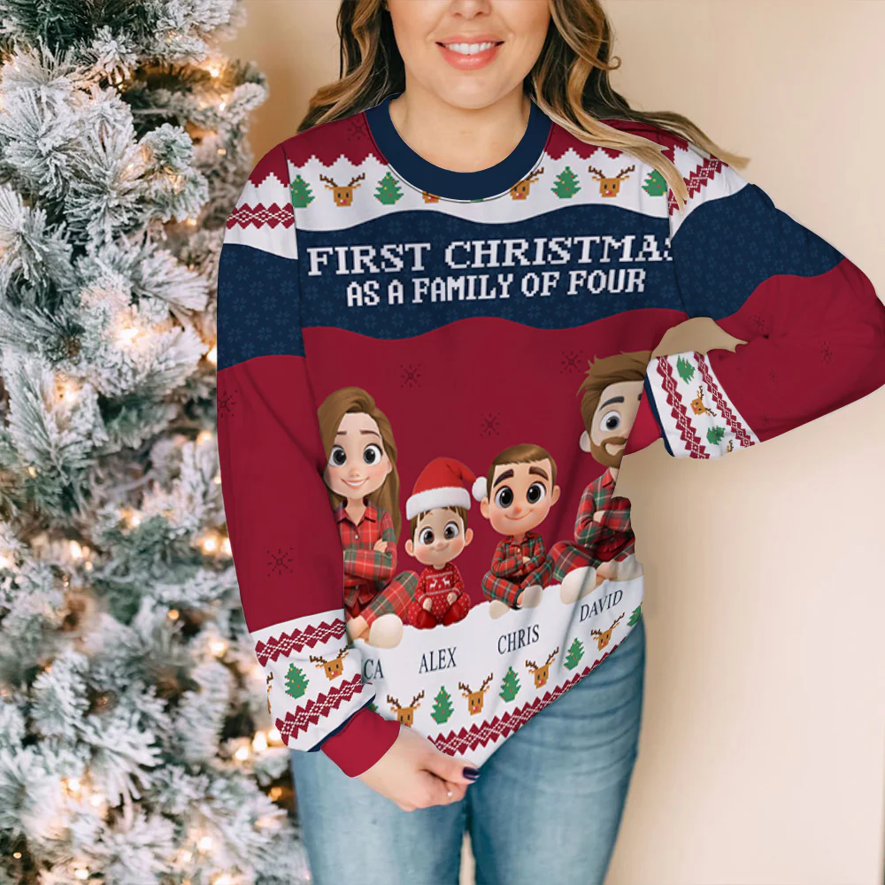 Our First Christmas - Personalized Custom All-Over-Print Sweatshirt - Image 4