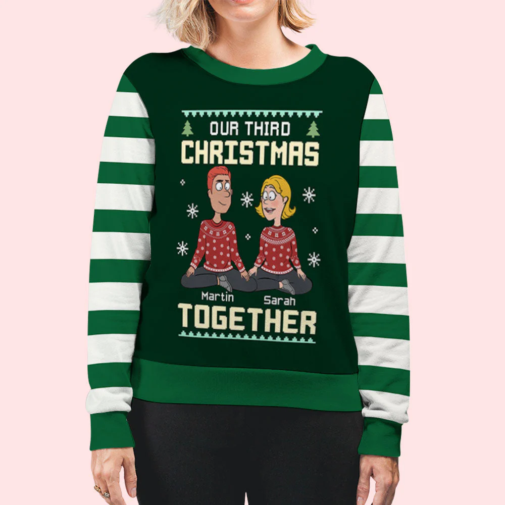 Our First Christmas - Personalized Custom All-Over-Print Sweatshirt - Image 5