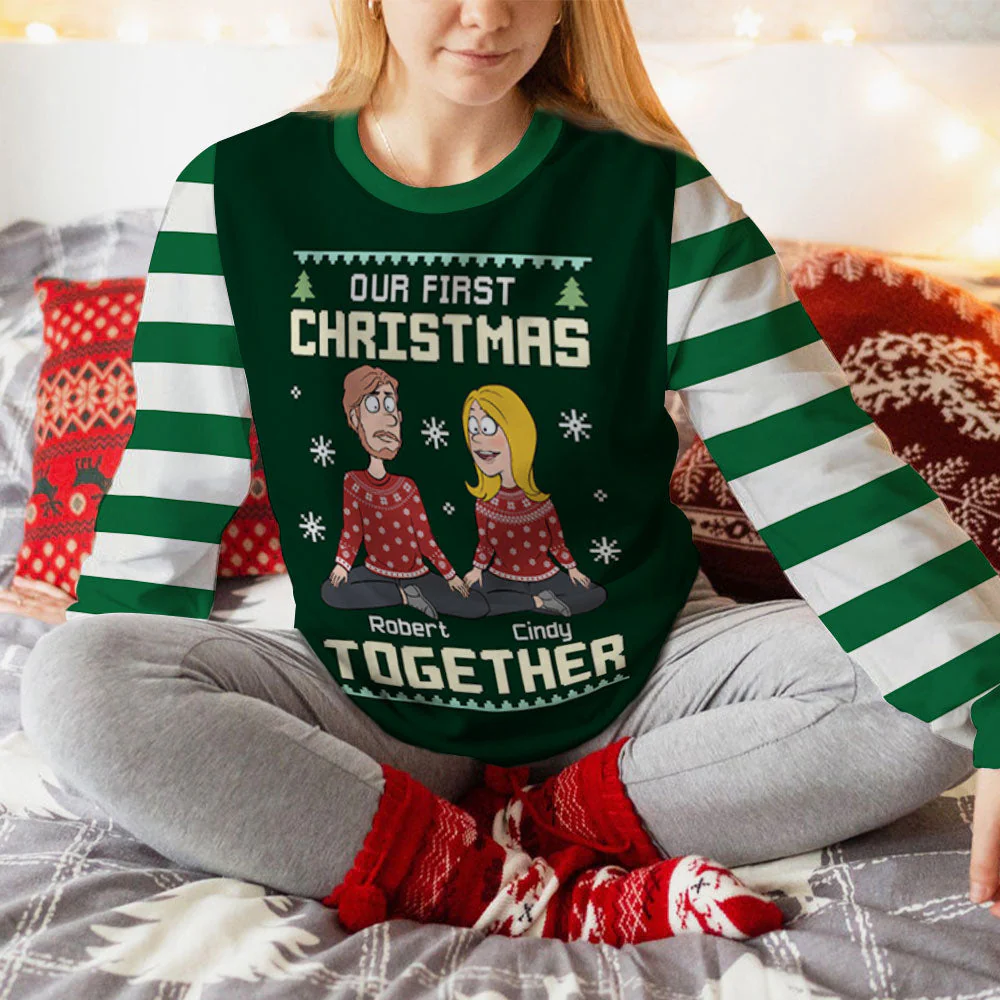 Our First Christmas - Personalized Custom All-Over-Print Sweatshirt - Image 7