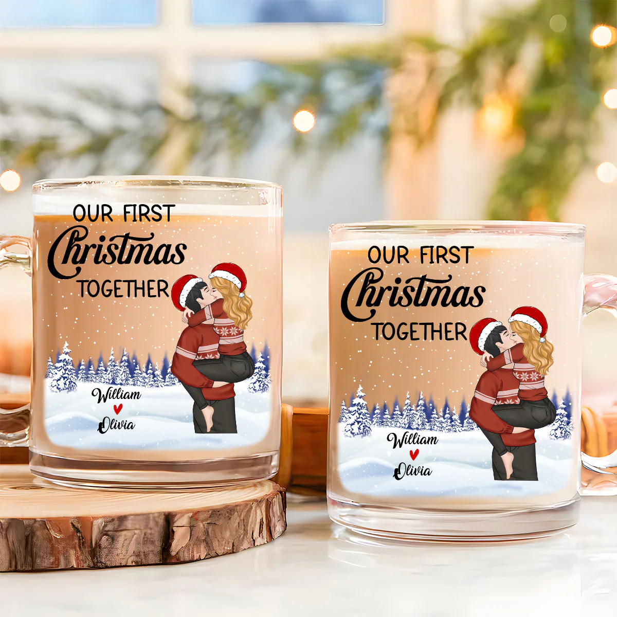 Our First Christmas - Personalized Custom Glass Mug - Image 2