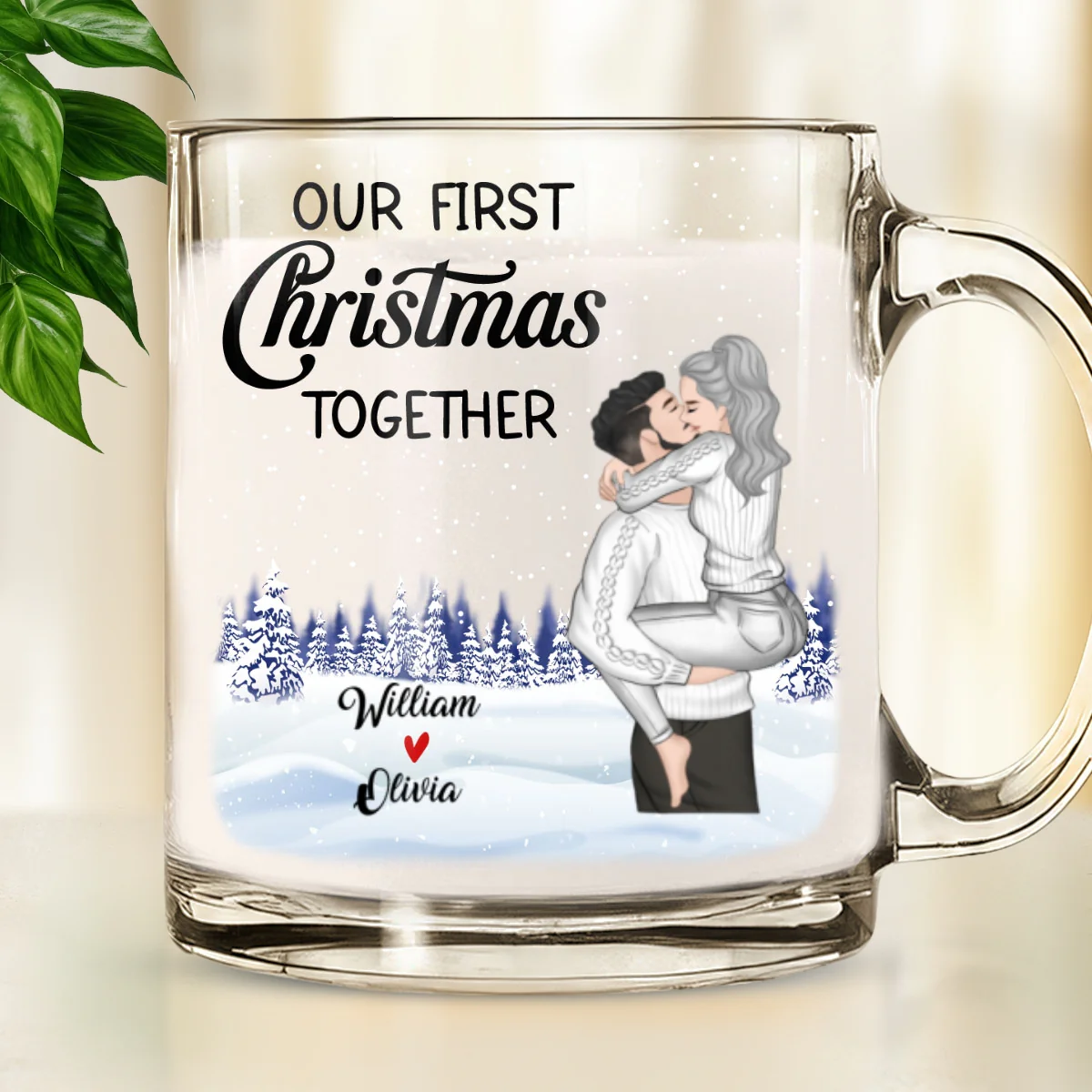 Our First Christmas - Personalized Custom Glass Mug - Image 6