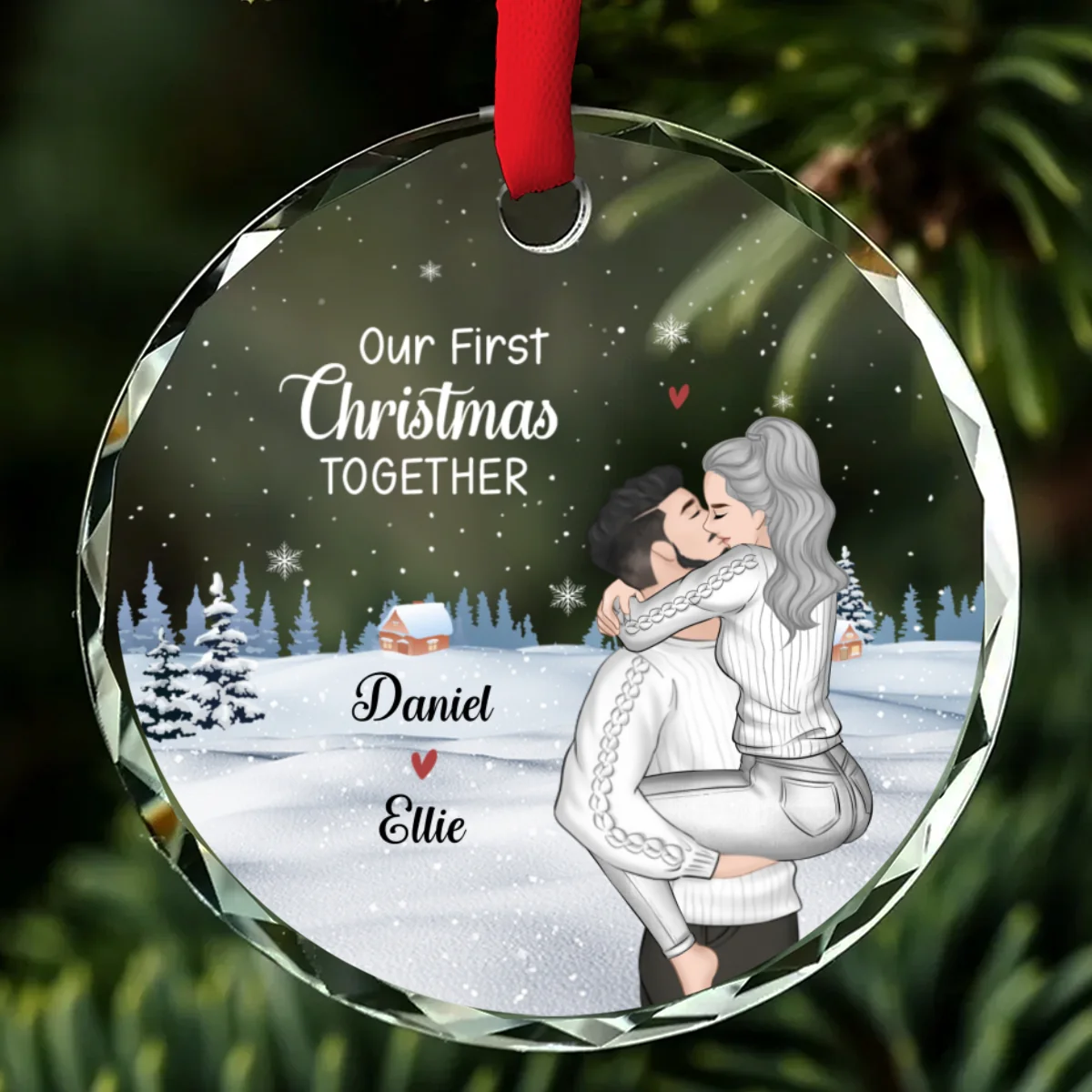 Our First Christmas Together - Personalized Custom Glass Ornament - Image 6