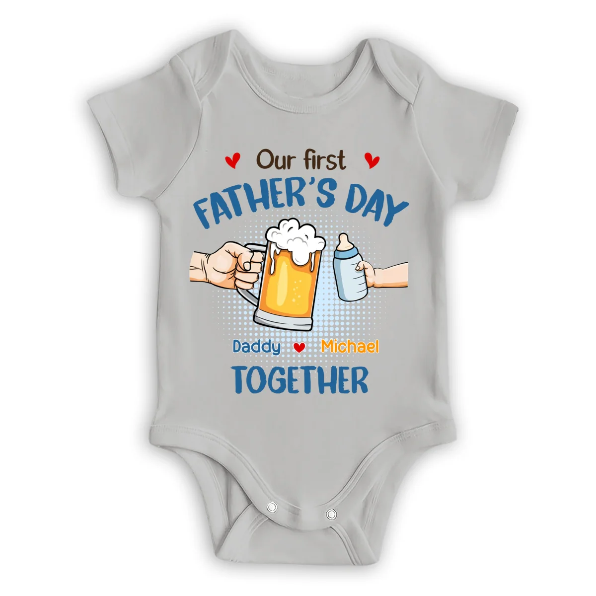 Our First Father Day Cheer - Personalized Custom Baby Onesie - Image 7