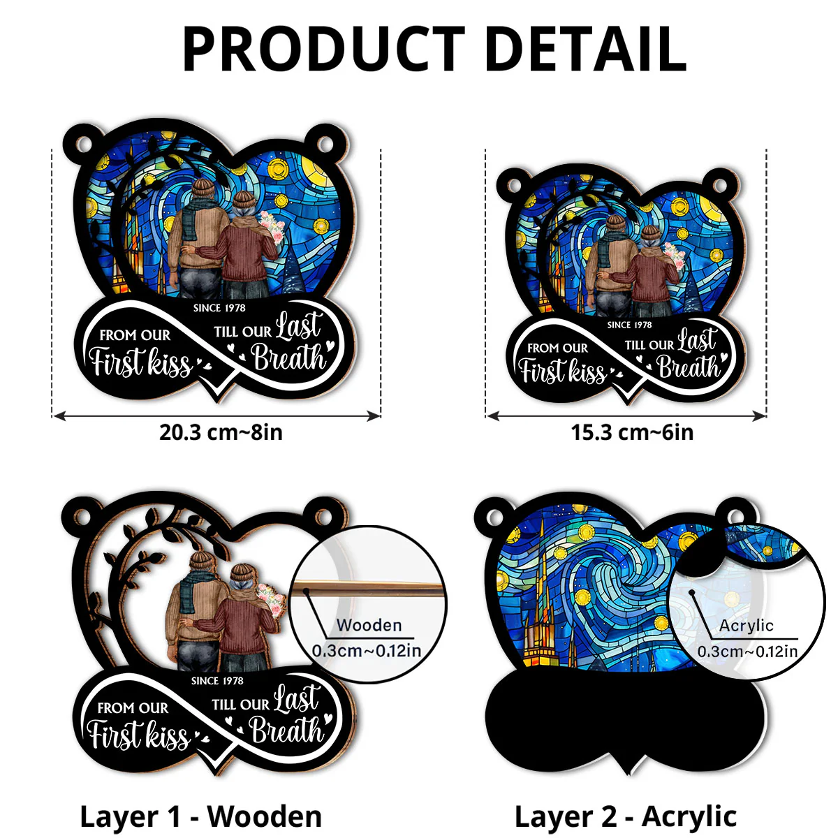 Our First Kiss - Personalized Custom Suncatcher - Image 3