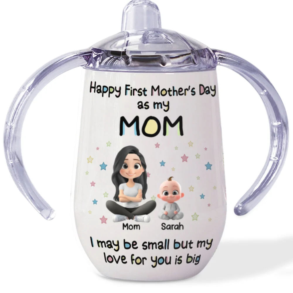 Our First Mother Day - Personalized Custom Sippy Cup With Handles - Image 7